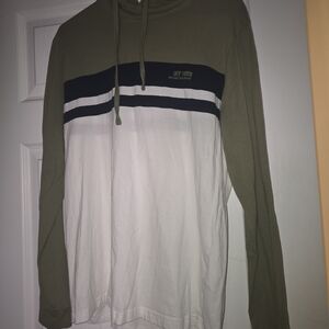 Denim & Flower Olive, Black, and White Striped Hoodie